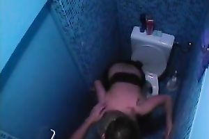 Skinny blond white bitch was hungry for a cock in the restroom