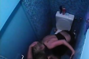 Skinny blond white bitch was hungry for a cock in the restroom