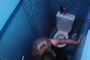 Skinny blond white bitch was hungry for a cock in the restroom