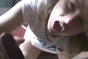 Sexy blondie appears to be to be obsessed with her lover's dark dick