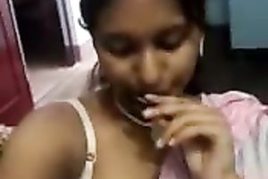 My cute Indian brunette hair shows her melons and sucks ramrod