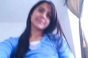 My long-haired ex GF shows her large melons and bald fur pie for the livecam