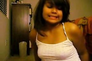 Webcam episode with a fat brunette hair legal age teenager kneading her bumpers