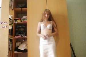 Skinny redhead undresses and shows her blow job skills to her BF