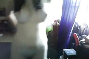 Arousing dark brown sweetheart with well stacked body rubs her taut vagina