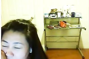 Webcam solo with a shy Asian horny white wife flashing her natural tits