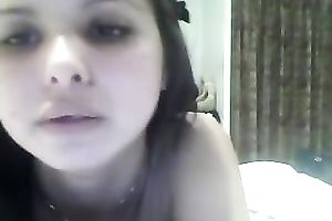 Frisky and hawt dark brown legal age teenager with large wobblers on livecam