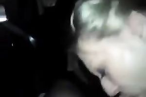 Horny milf sucks and licks thick shlong at night on camera
