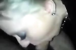 Horny milf sucks and licks thick shlong at night on camera