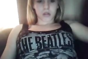 Beautiful blond legal age teenager undressed on livecam reams her pussy