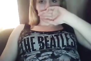 Beautiful blond legal age teenager undressed on livecam reams her pussy