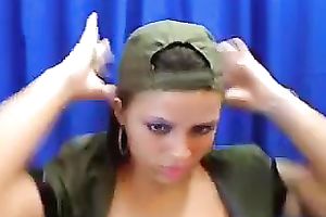 Exotic web camera sweetheart kneads her milk cans and sucks a sex tool