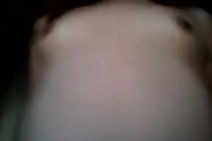 Chubby dark brown slut with tiny milk cans insatiably rides my pecker