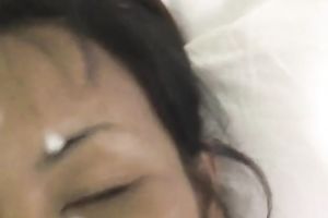Amateur Asian brown skin wench takes a load on her face