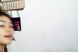 My Asian girlfriend enjoys teasing her shaggy muff on webcam