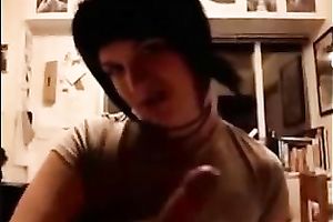 Lewd dark brown drives me mad with a fellatio and cook jerking combo