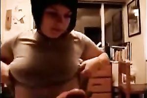 Lewd dark brown drives me mad with a fellatio and cook jerking combo