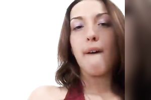 Desirable dark brown chick disrobes seductively and gives awesome oral-stimulation