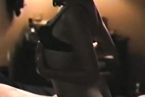 Retro dark brown with terrific ass receives drilled in the sideways pose