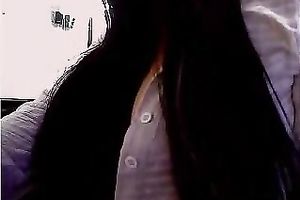 Busty aged dark brown housewife flashes her tits on cam