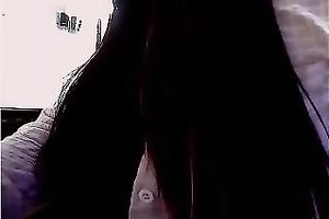 Busty aged dark brown housewife flashes her tits on cam