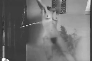 Black and white movie scene where I whip the tits of my milf slutwife