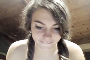 Shameless coed shows off her wel-matured mounds