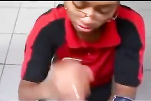 This swarthy floozy in glasses sucks my large cock like insane