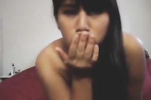 My smoking hawt Asian GF with shapely bra buddies does a worthwhile striptease show