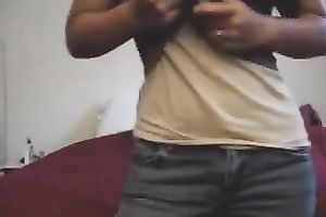 My smoking hawt Asian GF with shapely bra buddies does a worthwhile striptease show