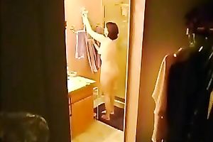 Hidden livecam movie scene with my ex horny white wife undressing and taking a shower