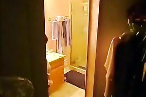 Hidden livecam movie scene with my ex horny white wife undressing and taking a shower