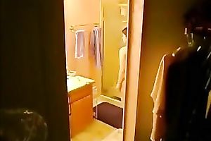 Hidden livecam movie scene with my ex horny white wife undressing and taking a shower