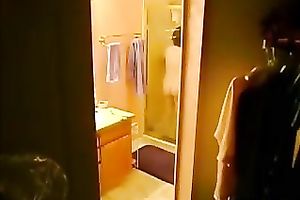 Hidden livecam movie scene with my ex horny white wife undressing and taking a shower