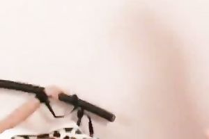 Two Blondes Enjoy Leather Gloves And Cum