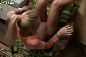When a marvelous Russian blond legal age teenager is caught masturbating