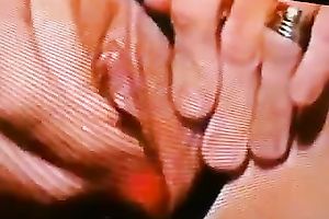 A lustful doxy pulls her strap aside and toys her bald bawdy cleft