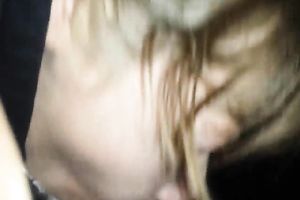 Filthy bitch sucks her lover's wet dick in his car