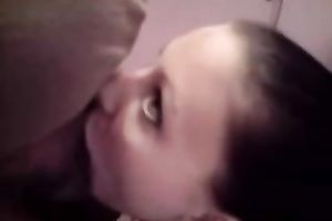 Lovely dark brown enjoys engulfing my dark shaft in POV video