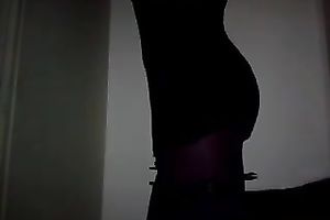 Filthy bitch in sexy nylons shows off her wet wazoo