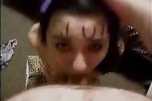 Cock hungry whore receives jizzed in her throat by her BF