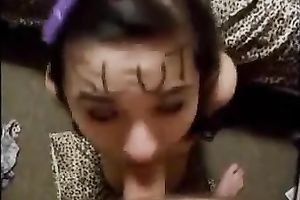 Cock hungry whore receives jizzed in her throat by her BF