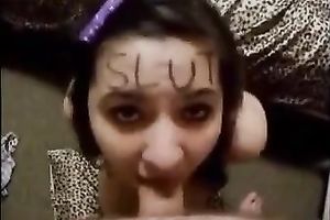 Cock hungry whore receives jizzed in her throat by her BF