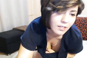 Busty Babe Strips and Sucks her Toy