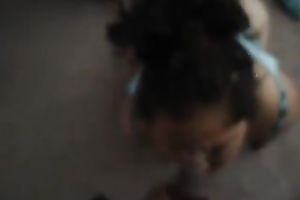 My plump black cock sluts sucks and rides my schlong and lets me cum on her face