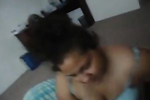 My plump black cock sluts sucks and rides my schlong and lets me cum on her face