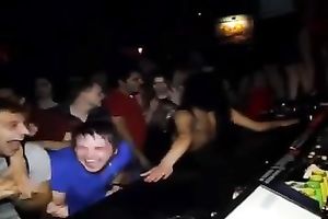 Sexy non-professional girl disrobes and dances during a party