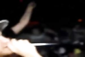 Sexy non-professional girl disrobes and dances during a party