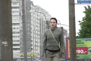 Public pissing movie scene with naughty brunette hair milf Elizabeth