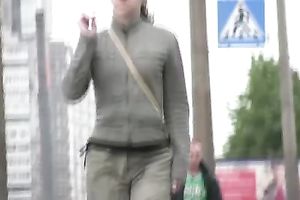 Public pissing movie scene with naughty brunette hair milf Elizabeth